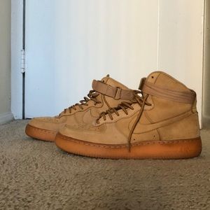 Men’s NIKE Air Force One Tan Suede high tops.